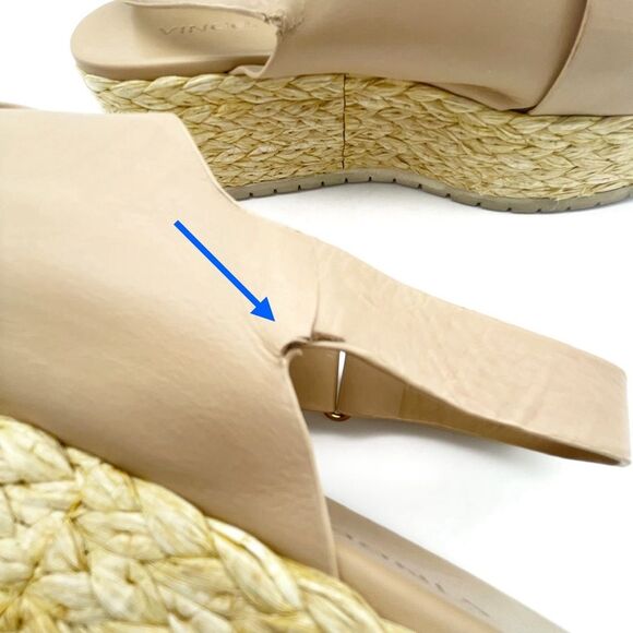 Vince Jesson Platform Sandals Nude Taupe Leather Cross Strap Flatform Size 8 - Picture 14 of 16